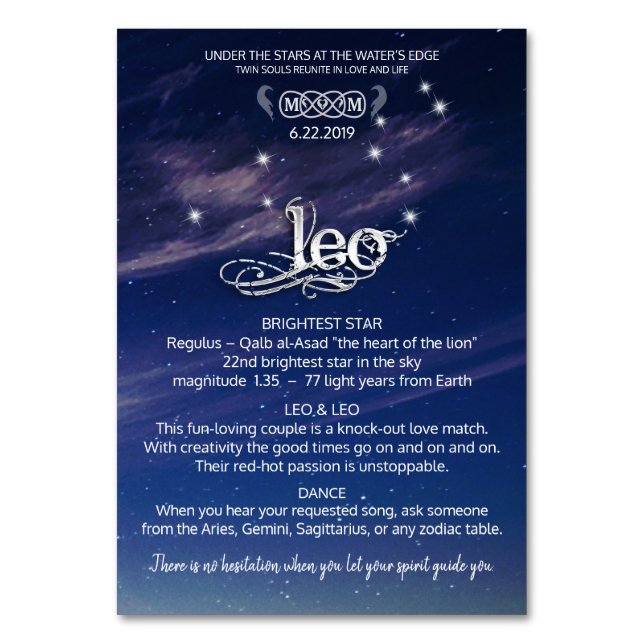 Leo Centerpiece Table Card (Front)