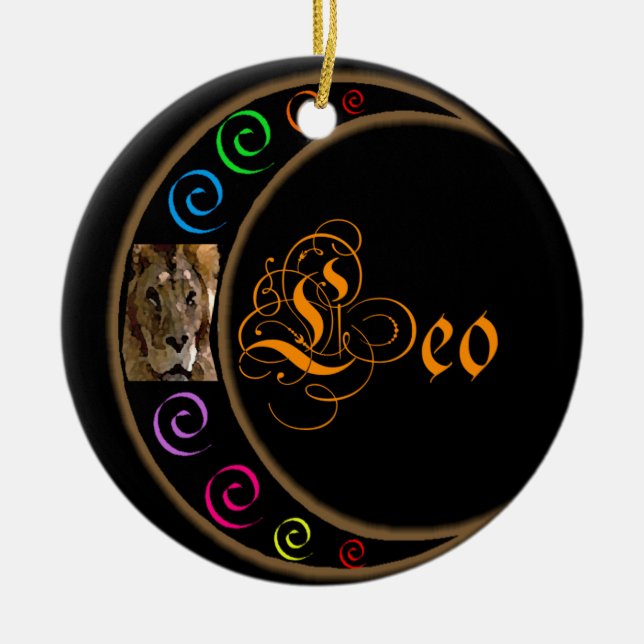 Leo Ceramic Tree Decoration (Front)