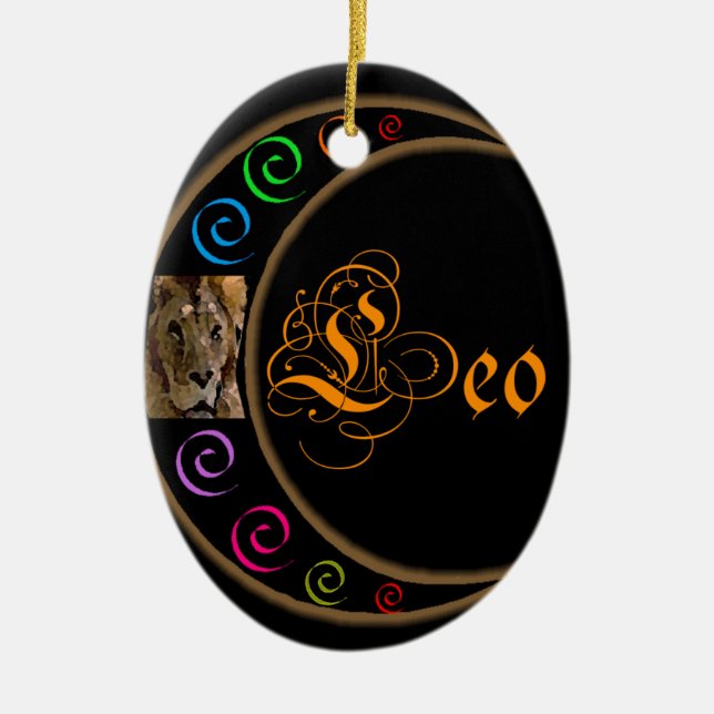 Leo Ceramic Tree Decoration (Front)