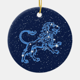 Leo Constellation and Zodiac Sign with Stars Ceramic Tree Decoration