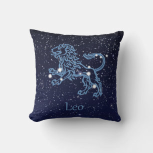 Leo Constellation and Zodiac Sign with Stars Cushion