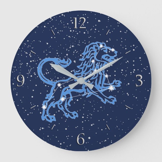 Leo Constellation and Zodiac Sign with Stars Large Clock (Front)