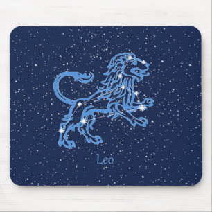Leo Constellation and Zodiac Sign with Stars Mouse Mat