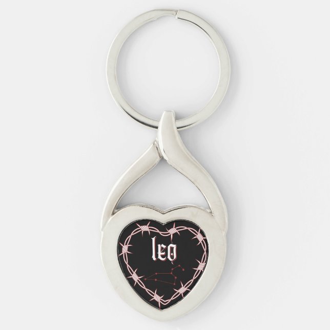 Leo Constellation Gothic Aesthetic Barbed Wire Key Ring (Front)