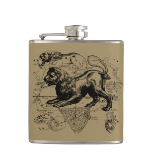 Leo Constellation Hevelius 1690 July 23 August 22 Hip Flask
