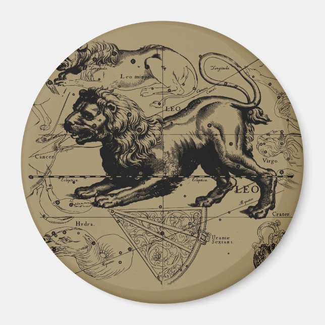 Leo Constellation Hevelius 1690 July 23  August 22 Magnet (Front)