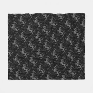 Leo Constellation Hevelius 1690 on Black Fleece Blanket