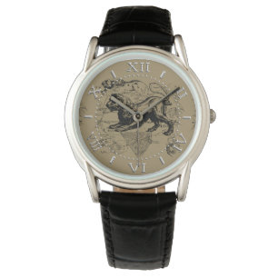 Leo Constellation Map Hevelius 1690 on Taupe Dial Watch