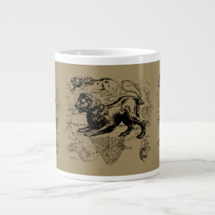 Leo Constellation Map Hevelius 1690 on Taupe Large Coffee Mug