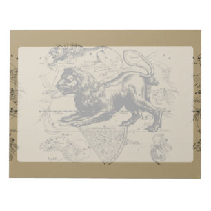 Leo Constellation Map Hevelius 1690 on Taupe Notepad