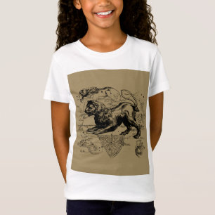 Leo Constellation Map Hevelius 1690 on Taupe T-Shirt
