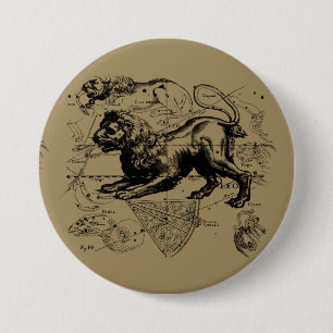 Leo Constellation Map Hevelius circa 1690 7.5 Cm Round Badge