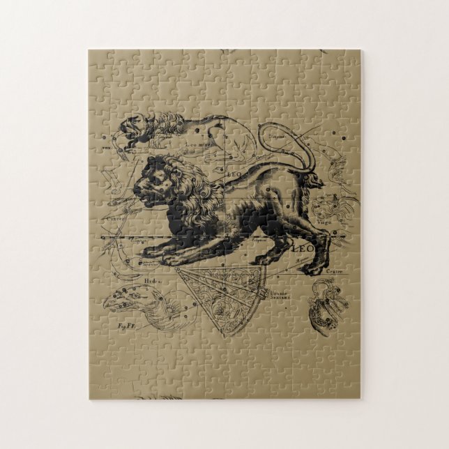 Leo Constellation Map Hevelius circa 1690 Jigsaw Puzzle (Vertical)