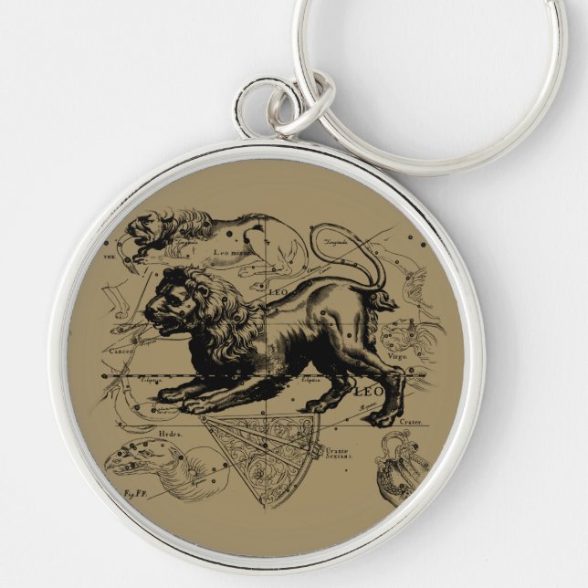 Leo Constellation Map Hevelius circa 1690 Key Ring (Front)
