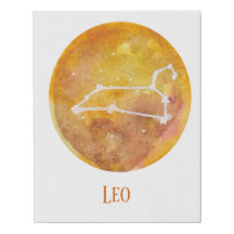 Leo Constellation yellow watercolor