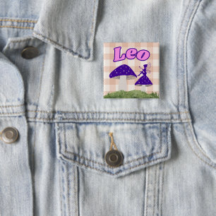 Leo Cottagecore Aesthetic Fairy Mushroom Art 15 Cm Square Badge