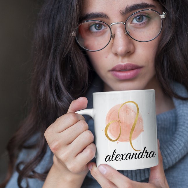 Leo Customisable Watercolor Zodiac Design Coffee  Mug (Creator Uploaded)