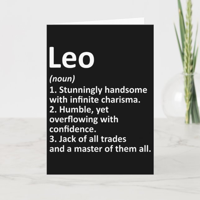Leo Definition Personalised Name Funny Birthday Gi Card (Front)