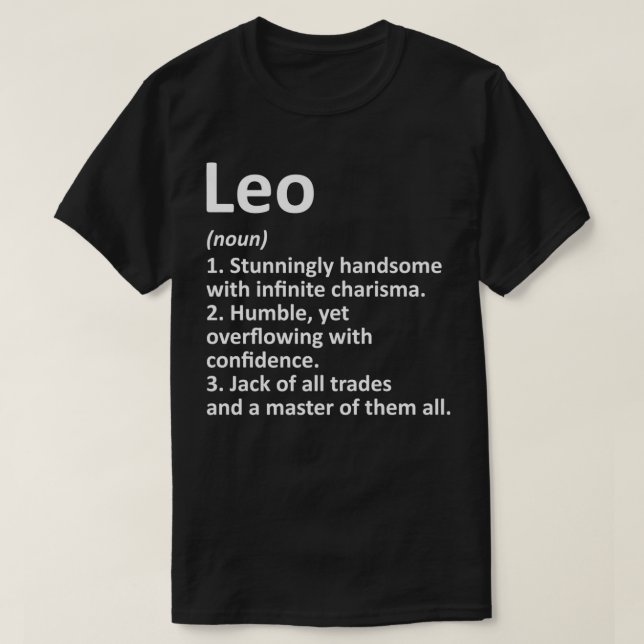 LEO Definition Personalised Name Funny Birthday Gi T-Shirt (Design Front)