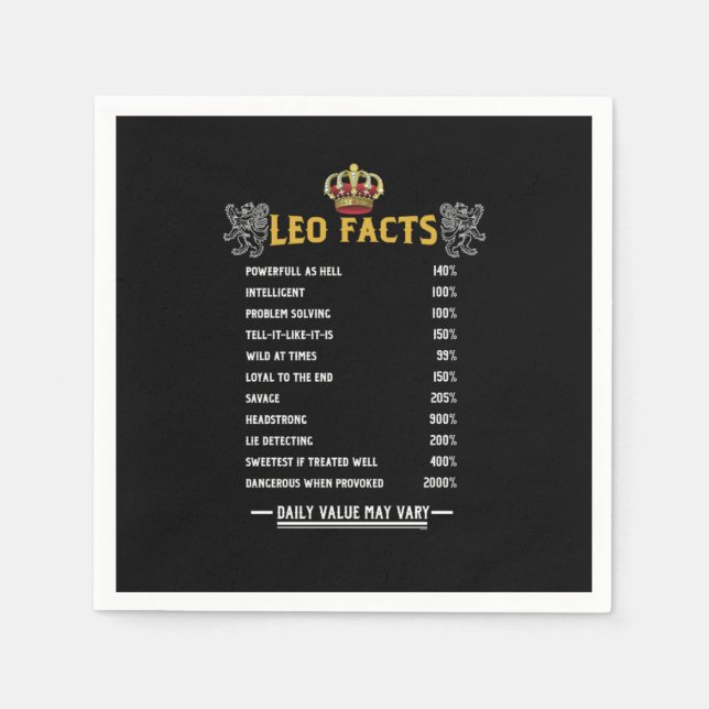Leo Facts Zodiac Sign Horoscope Astrology Gifts Napkin (Front)