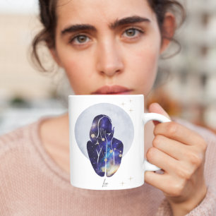 Leo Feminine Blue Zodiac Design Coffee Mug