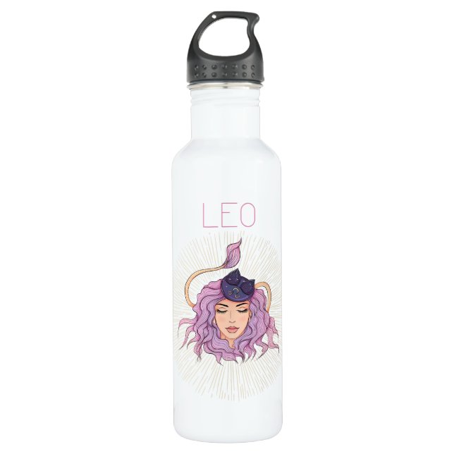 Leo Femme Zodiac Sign Water Bottle (Front)