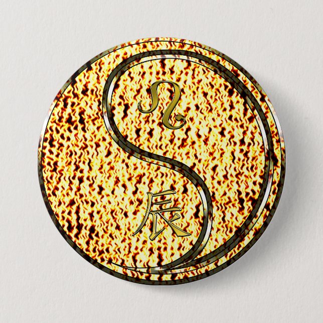 Leo & Fire Dragon 7.5 Cm Round Badge (Front)