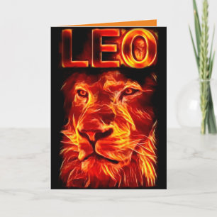 Leo Fire Sign Lion Birthday Card