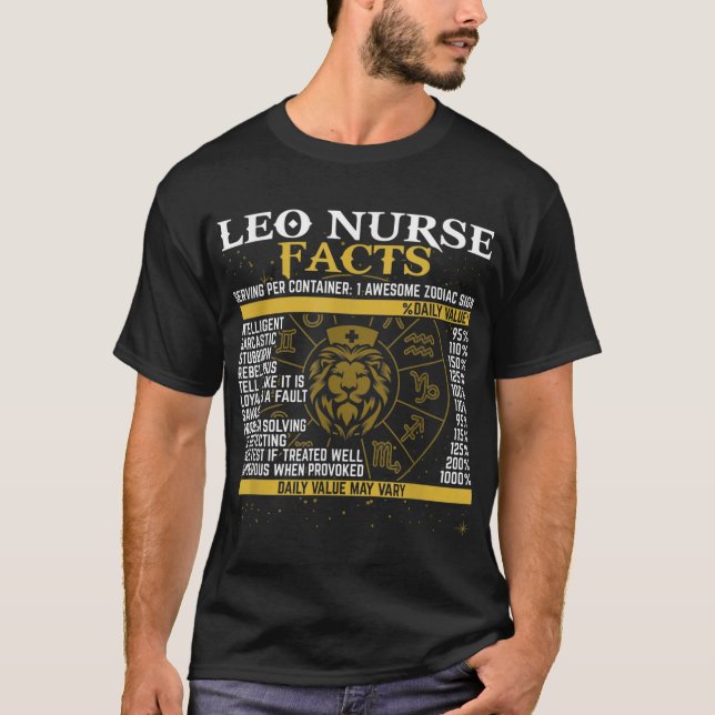Leo Girl Facts Zodiac Signs A Nutritional Facts Fo T-Shirt (Front)