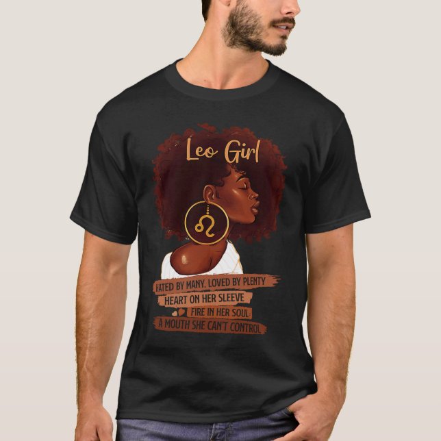 Leo Girl   For Black Women Melanin Afro Queen T-Shirt (Front)