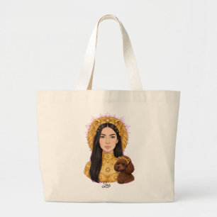 Leo Girl with Poodle – Zodiac Horoscope Large Tote Bag