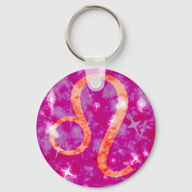 Leo glitter and stars sparkly key chain (Front)