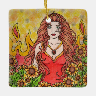 Leo Goddess Ceramic Ornament