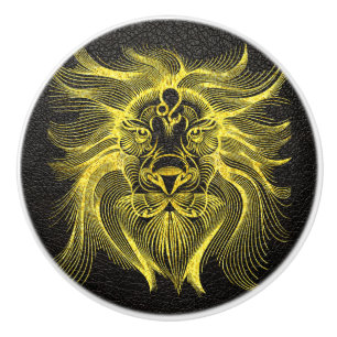 Leo Gold on Leather Ceramic Knob
