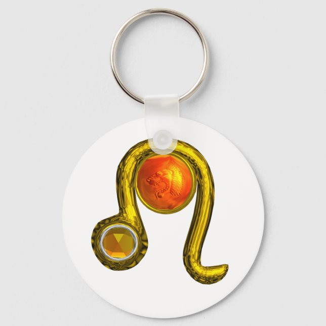 LEO GOLD ZODIAC BIRTHDAY JEWEL Astrology Key Ring (Front)