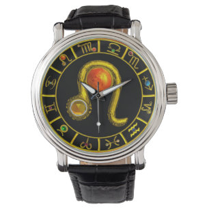 LEO GOLD ZODIAC BIRTHDAY JEWEL,Yellow,Black Watch