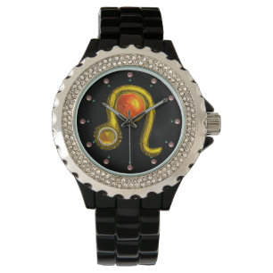LEO GOLD ZODIAC BIRTHDAY JEWEL,Yellow,Black Watch