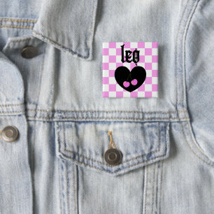 Leo Gothic Aesthetic Checkered Cherries Design 15 Cm Square Badge