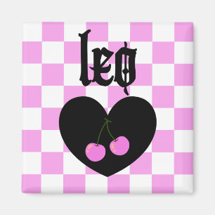 Leo Gothic Aesthetic Chequered Cherries Design Magnet