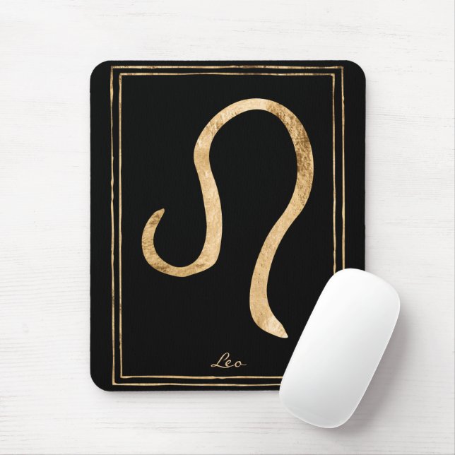 Leo hammered gold stylised astrology zodiac mouse mat (With Mouse)