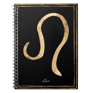 Leo hammered gold stylized astrology symbol notebook
