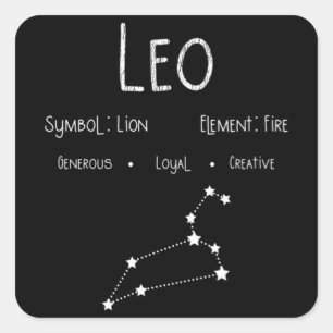 Leo Horoscope Astrology Star Sign Birthday Gift Square Sticker