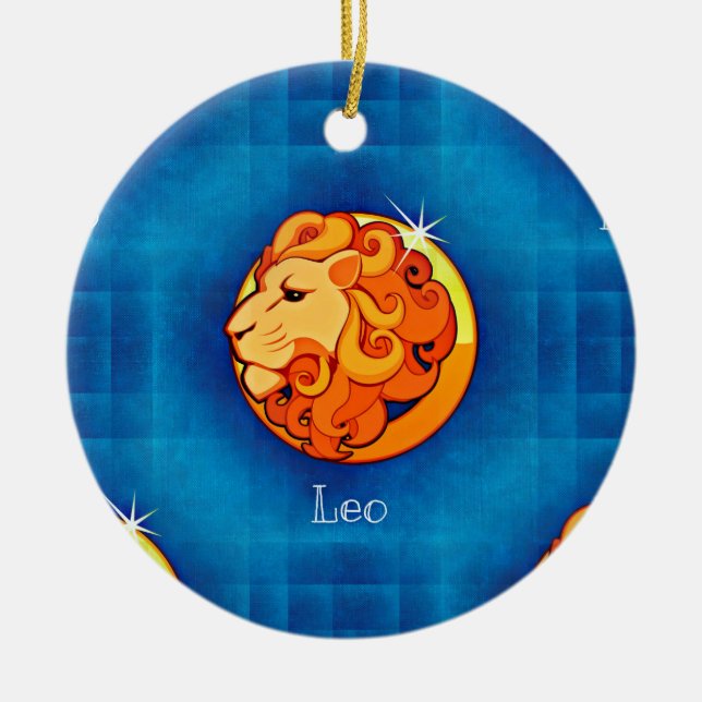 leo horoscope ceramic tree decoration (Front)