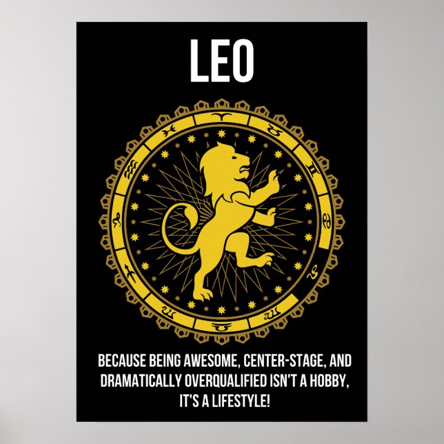 Leo - Horoscope, Funny Zodiac Sign Humour (Front)