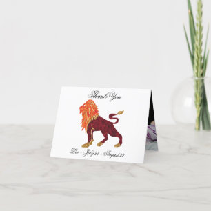 Leo Impressionist Painting Style & Gold Thank You Card