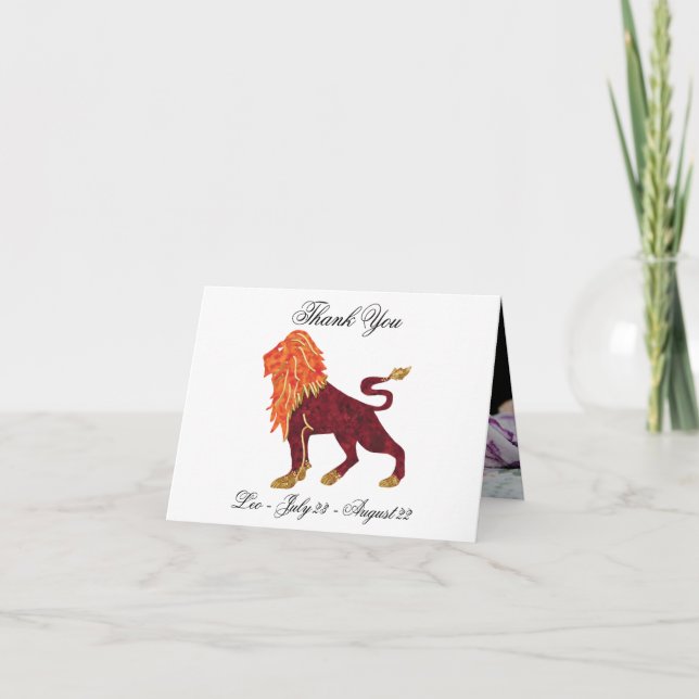 Leo Impressionist Painting Style & Gold  Thank You Card (Front)