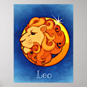 Leo in Blue Poster