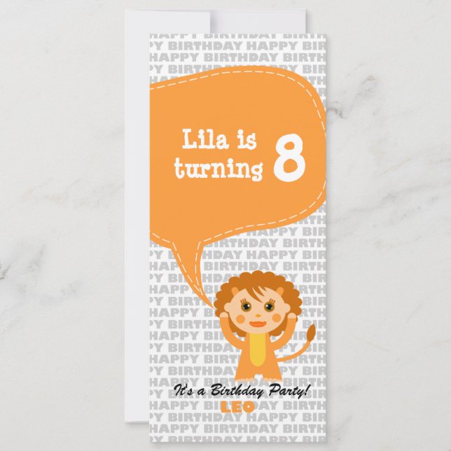 Leo Invitation Birthday Party (Front)
