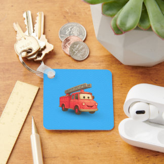 Leo & Juju Fire Truck Keychain – Cute Double-Sided