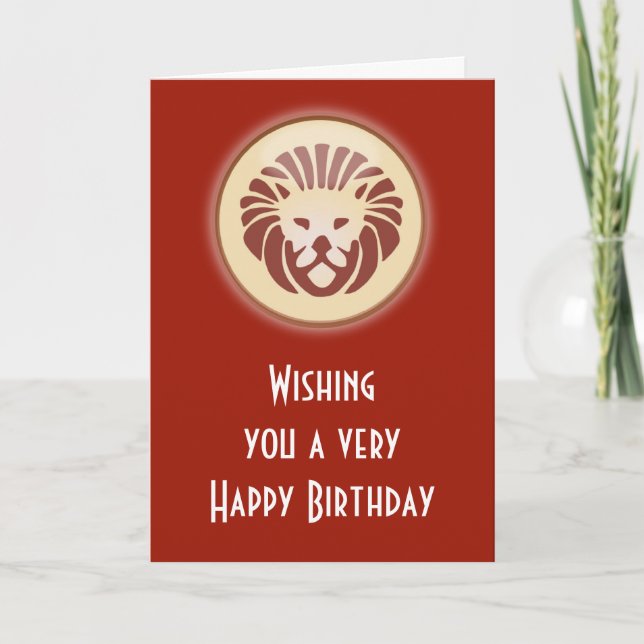 Leo July August Birthday with zodiac sign lion Card (Front)